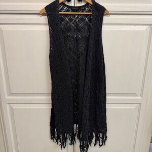 Cottagecore Crochet Duster Vest. Grunge boho festival. Size 2X. 100% cotton